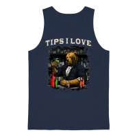 Tips I Love Funny Bartender Humor Bartending Sayin Unisex Tank Top - Navy – 1