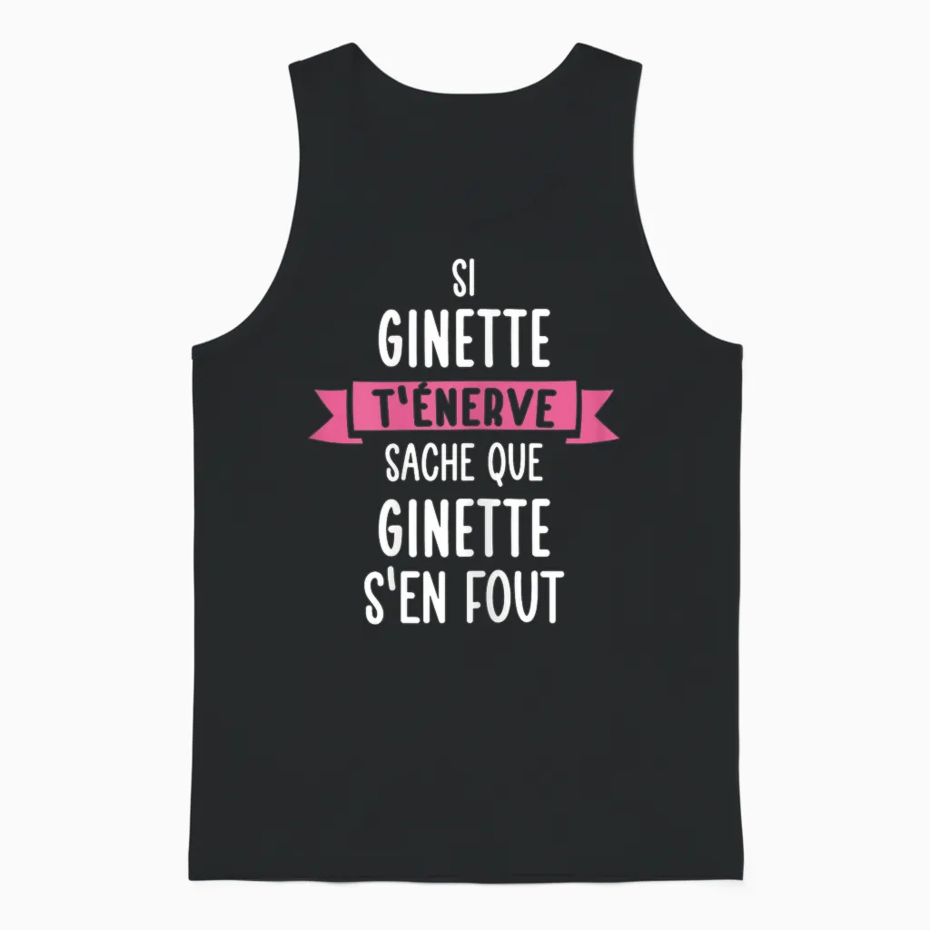 Gift Woman Humour Name Personalised Ginette T-Shirt, Black, Female X-Small Unisex Tank Top in Black