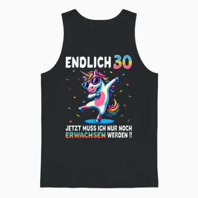 30th Birthday Gifts Woman Man Party Outfit Unicorn T-Shirt, Black Unisex Tank Top - Black