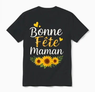 Bonne Fête Maman Tournesols – Cadeau Fête Des Mères Unisex T-Shirt - Black