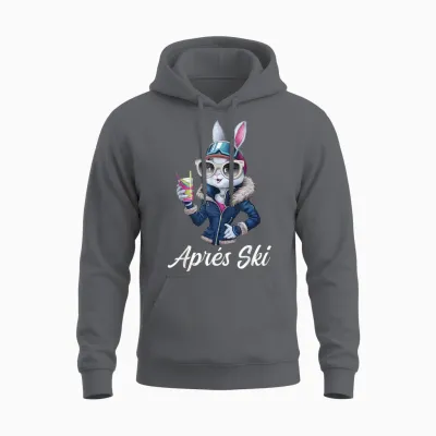 Apres Skihaserl Party Design Ski Rabbit Ski Outfit Unisex Hoodie - Charcoal