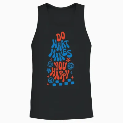 Do What Makes You Happy Retro Saying Unisex Tank Top - Black