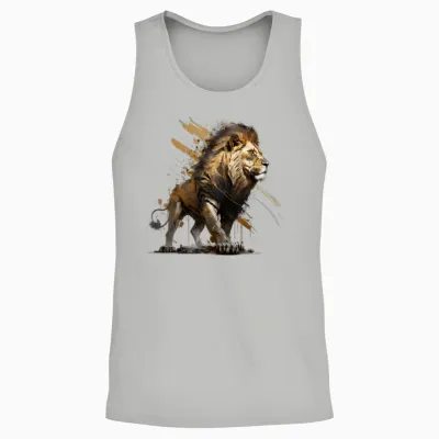 Lion Walking, Lion Unisex Tank Top - Ash