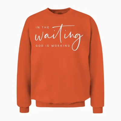 In the Waiting God Is Working Bibelvers Faith Gift Unisex Sweatshirt - Orange