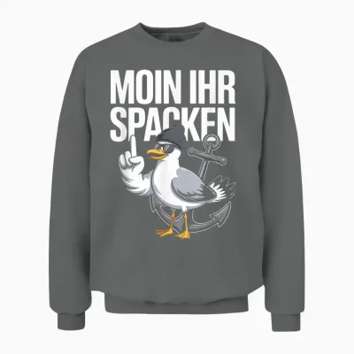 Moin Ihr Spacken Möwe Anker Retro Unisex Sweatshirt - Graphite Heather