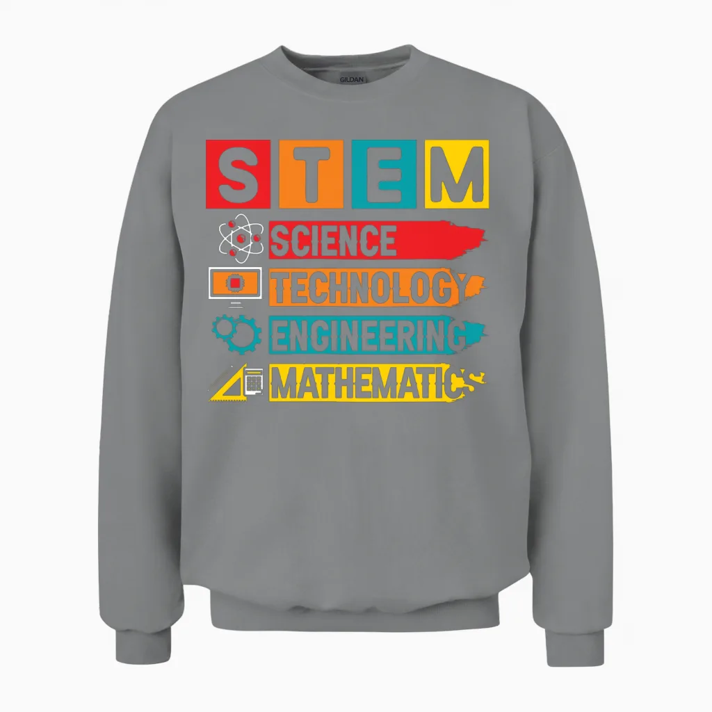 Stem Science Technology Engineering Mathematics Unisex Sweatshirt in Sport Grey