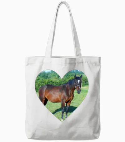 Horse Heart Design Tote Bags - White
