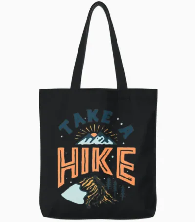 Take a Hike Tote Bags - Black