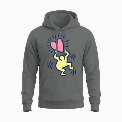 Keith Haring Tanzender Mann Mit Herz-Kunstwerk Unisex Hoodie - Graphite Heather
