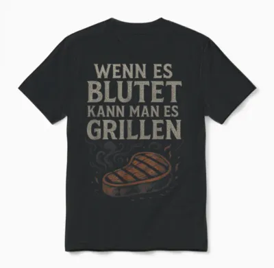 Wenn Es Blutet Kann Man Es Grillen - Barbecue Unisex T-Shirt - Black