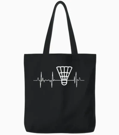 Mon Cœur Bat Pour Le Cardiogramme Du Badminton Tote Bags - Black