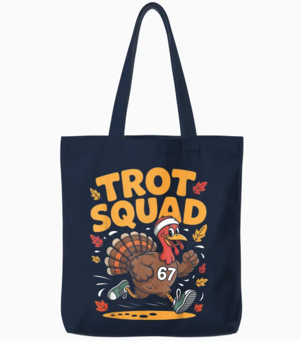 67 Meme Thanksgiving Turkey Trot Squad Tote Bags in Navy