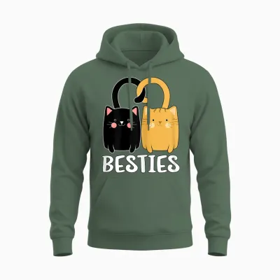 Best Friends Beste Freundin Für 2 Mädchen Katzen Partnerlook Unisex Hoodie - Military Green