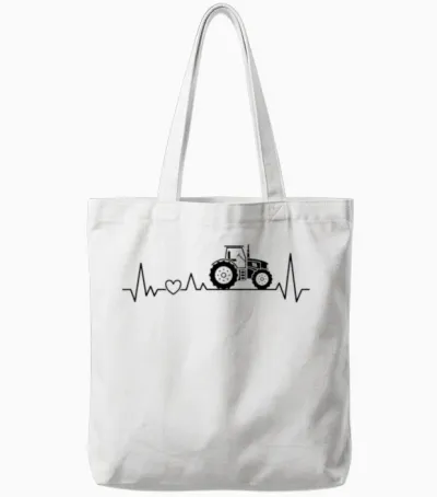 Herzschlag Traktor Trecker Landwirt Bauer Mit Herz Ekg Tote Bags - White