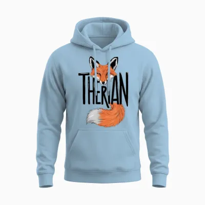 Mask Therian Fox T-Shirt, White, S Unisex Hoodie - Light Blue
