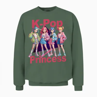 K-Pop Korean Princess Pop Music Idol Group Concert Band Girl Unisex Sweatshirt - Military Green