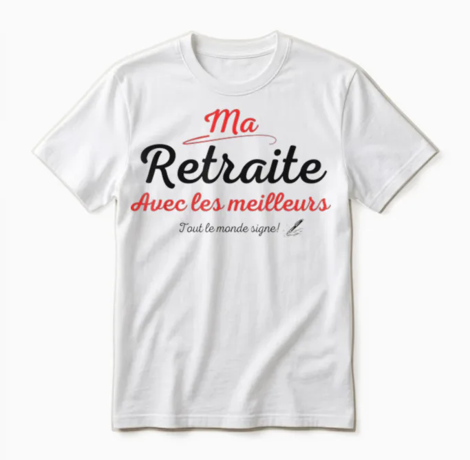 Signing Retirement Gift Retirement Signature T-Shirt, White Unisex T-Shirt in White