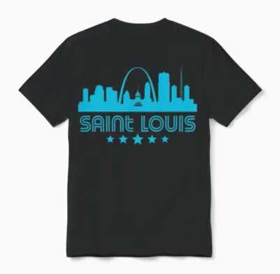 Retro Saint Louis Skyline Unisex T-Shirt - Black