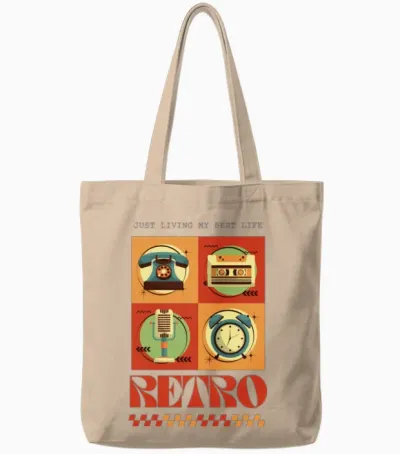 Retro Tote Bags - Natural