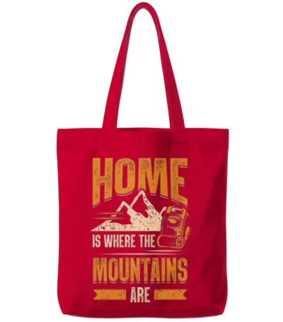 Home Is Where the Mountains Are Hiking Tote Bags - Red