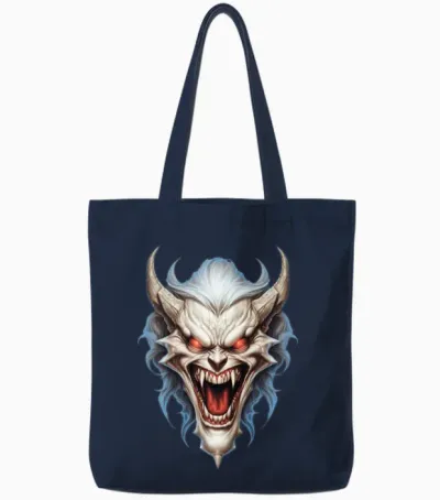 Horned Gargoyle Tote Bags - Navy