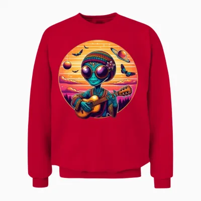 Hippie Alien Unisex Sweatshirt - Red