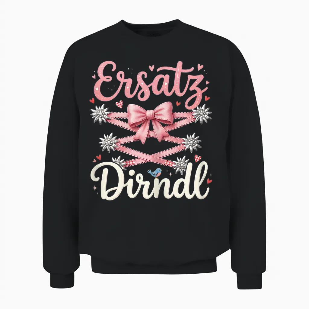 Outfit Trachten T-Shirt Damen Trachtenshirt Ersatz Dirndl Unisex Sweatshirt in Black