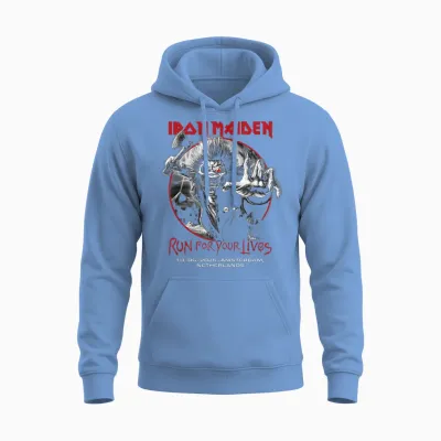 Iron Maiden Run for Your Lives Tour 2026 Amsterdam Unisex Hoodie - Carolina Blue