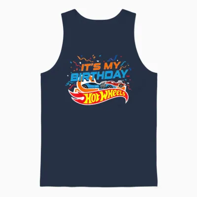 Kids Hot Wheels It's My Birthday Confetti Unisex Tank Top - Navy