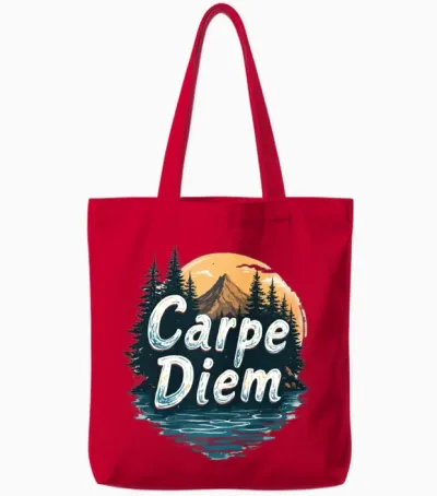 Carpe Diem Adventure Awaits Tote Bags - Red
