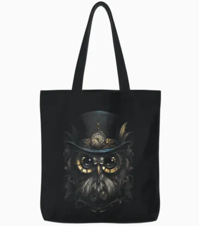 Steampunk Mechanische Eule Viktorianisch Vogel Tote Bags - Black