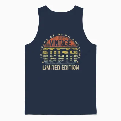Vintage 1956 Limited Edition 70-Year-Old 70th Birthday Unisex Tank Top - Navy