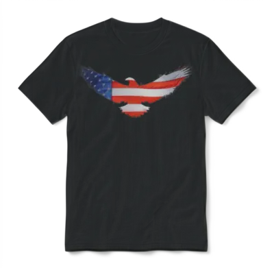 American Flag Eagle Unisex T-Shirt - Black