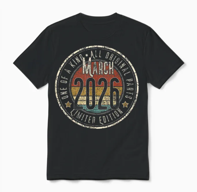 - 1er Anniversaire Vintage Mars 2026 Retro Limited Edition Unisex T-Shirt in Black