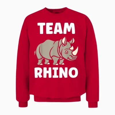 Funny Rhinoceros Minimalist Cute Simple I Love Team Rhino Unisex Sweatshirt - Red