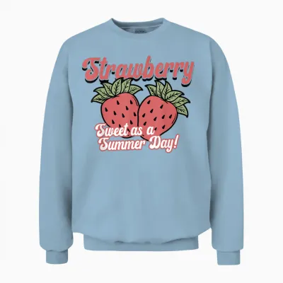 Sweet as a Summer Day for Lovers of Strawberries and Fruits Retro Unisex Sweatshirt - Light Blue
