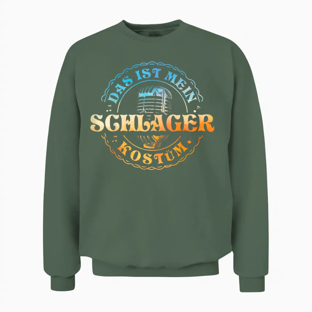 Das Ist Mein Schlager Costume T-Shirt, Black, S Unisex Sweatshirt in Military Green