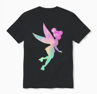 Disney Peter Pan Tinker Bell Tie Dye 90s T-Shirt, Black, S Unisex T-Shirt - Black