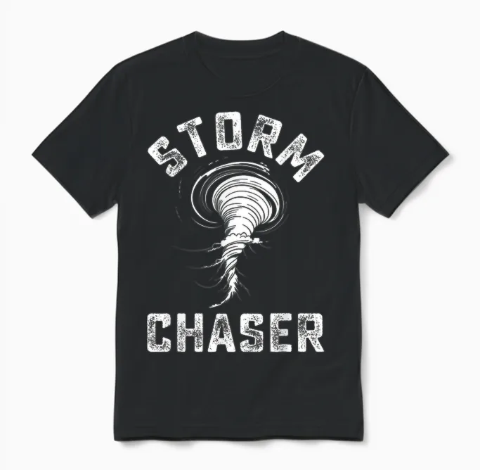 Costume De Chasseur De Tempête Tornado Twister Chasers Enfants Garçons Hommes Unisex T-Shirt in Black