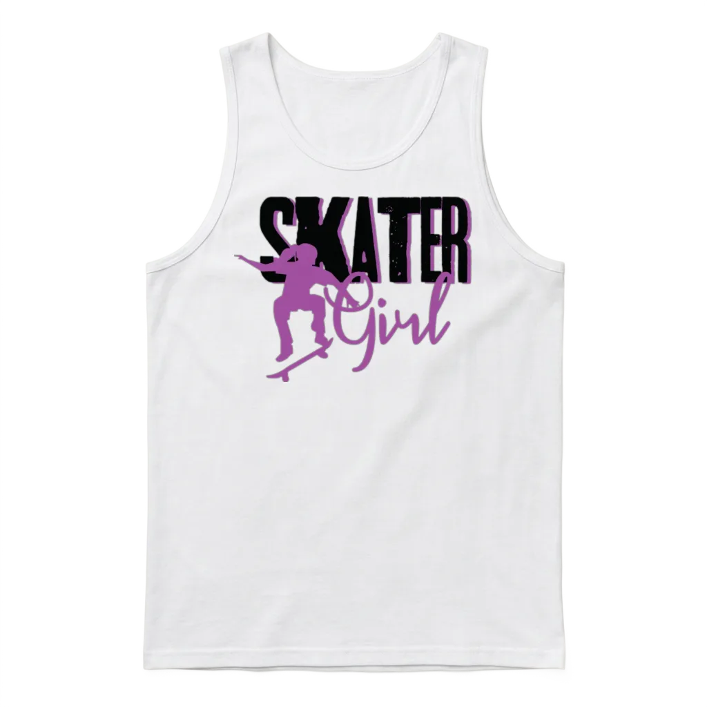 Skater Girl Skateboarding Unisex Tank Top - White
