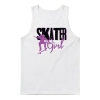 Skater Girl Skateboarding Unisex Tank Top - White – 1