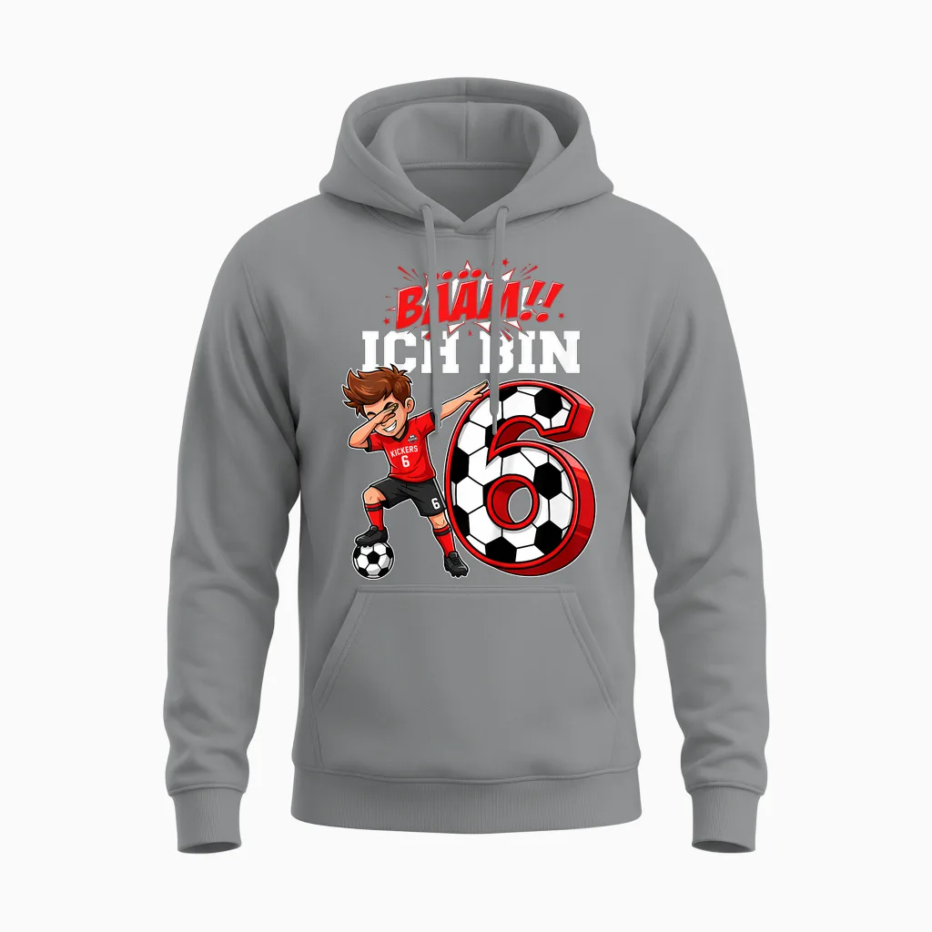 Bääm Ich Bin 6 1 Geburtstag Junge 6 1 Fussball Geburtstag Unisex Hoodie in Sport Grey