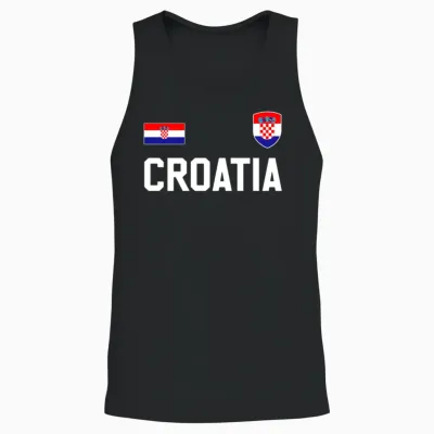 Croatia Unisex Tank Top - Black