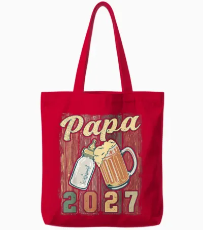 Papa 2027 Nouveau Papa Futur Papa Bientôt Papa Tote Bags - Red