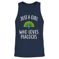 Just a Girl Who Loves Peacocks Funny Peacock Unisex Tank Top - Navy – 2