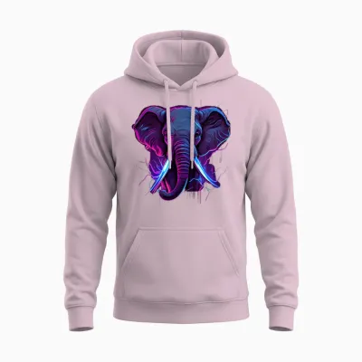 éléphant Unisex Hoodie - Light Pink