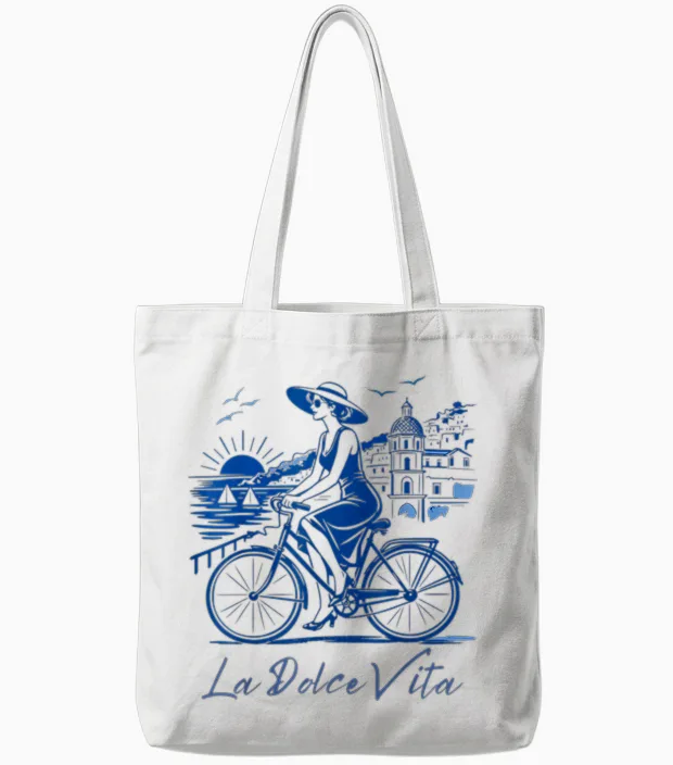 La Dolce Vita Vélo De Côte Italien Positano Vintage Années 50 Tote Bags in White