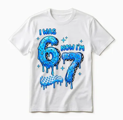 I Was 6 Now Im 7 Checkered Drip Funny Kids Boys 6 7 Birthday Unisex T-Shirt - White
