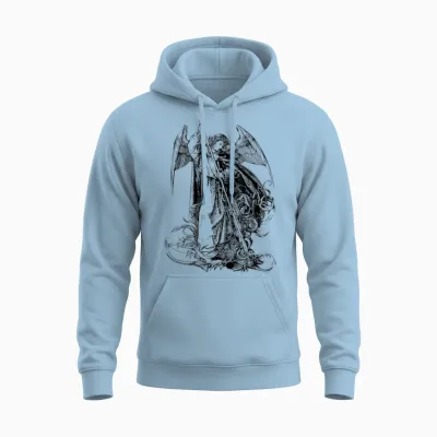Saint Michael Archangel Angel Catholic Warrior T-Shirt, Grey, S Unisex Hoodie - Light Blue