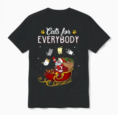 Cats for Everybody Men Kids Women Ugly Christmas Cat Unisex T-Shirt - Black